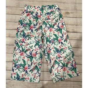Land n Sea Womens Linen Blend Cropped Pants Floral NWT Size Medium